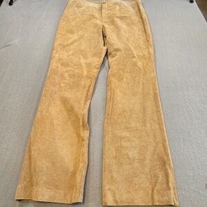 A.M.I. Tan Suede Leather Pants Straight Leg Lined Vintage Western Style